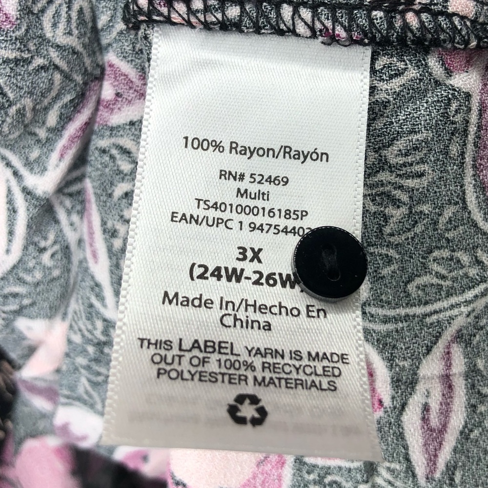 TERRA & SKY dress in black, pink, purple floral pattern with ruffled fla… - Picture 5 of 11